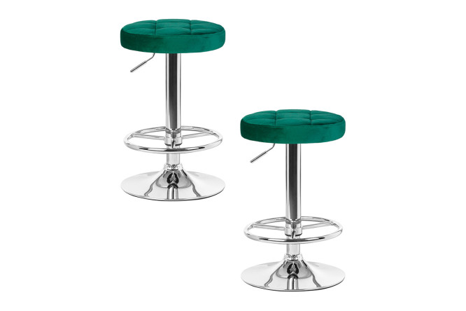 Изображение товара Набор барных табуретов DOBRIN Bruno 36х61х36 см, цвет обивки зелёный, ножек хром