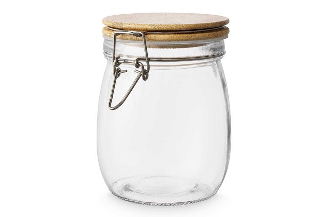 Изображение товара Банка для хранения с крышкой HOFF Bamboo с бугельным замком 11х14.5х11 см, 750 мл
