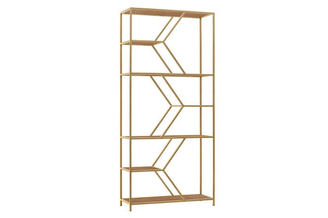 Изображение товара Стеллаж Malta Mini металлический с ЛДСП 80х175х30 см в золотом цвете