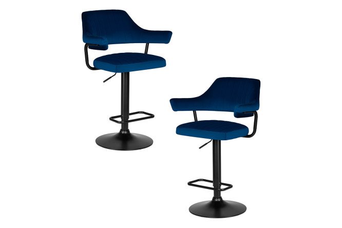 Изображение товара Набор барных стульев DOBRIN Charly Black 61х99х54 см, цвет обивки синий, ножек чёрный