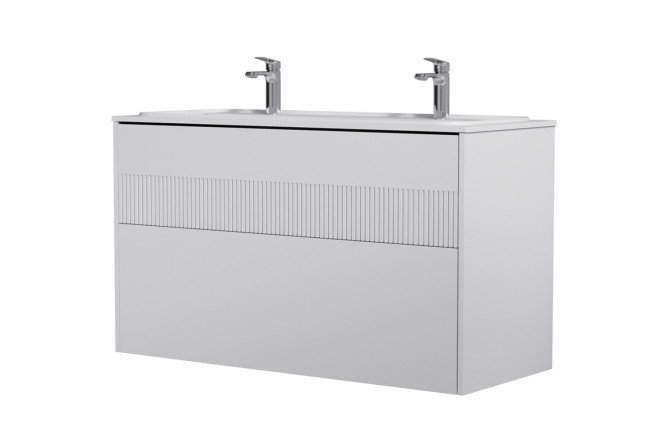 Изображение товара Подвесная база для ванной с 2 ящиками 120 см белый матовый