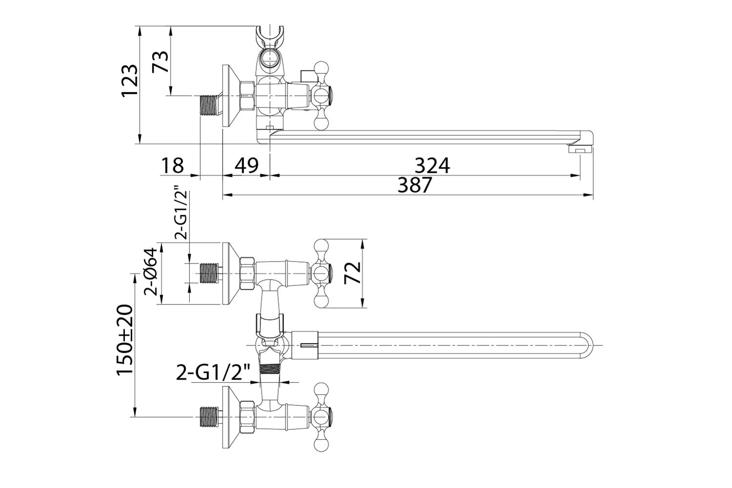 фото Смеситель для ванны duplex hoff