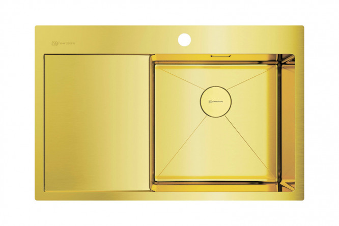 Изображение товара Мойка врезная с крылом OMOIKIRI Akisame 78-LG-R светлое золото 78х51х20 см