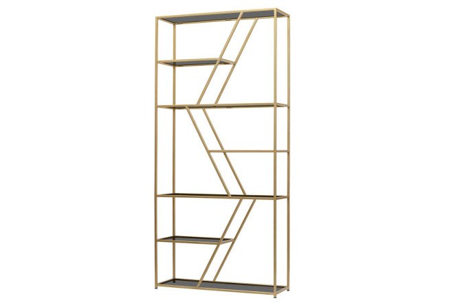 Изображение товара Стеллаж Arnetta металлический со стеклянными полками золотой 90х192х30 см