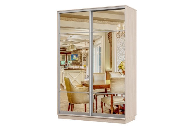 Изображение товара Шкаф-купе 2-дверный Практик 100х240 см светлый ясень шимо серебро