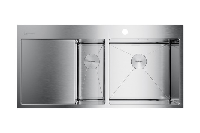 Изображение товара Мойка врезная с крылом OMOIKIRI Akisame 100-2-IN-R 4973547, нержавеющая сталь 100х51х20 см