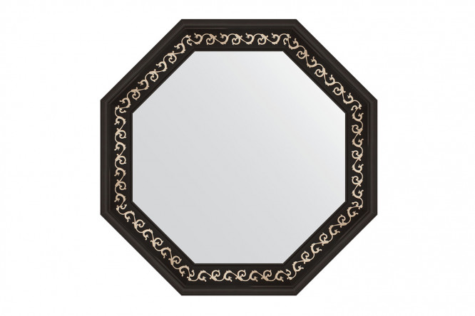 Изображение товара Настенное зеркало в багетной раме EVOFORM Octagon 69х69 см черный ардеко