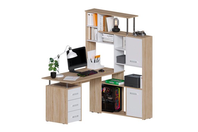 Изображение товара Компьютерный стол КС-15СБ правый дуб сонома 142,7х175,2х130,1 см
