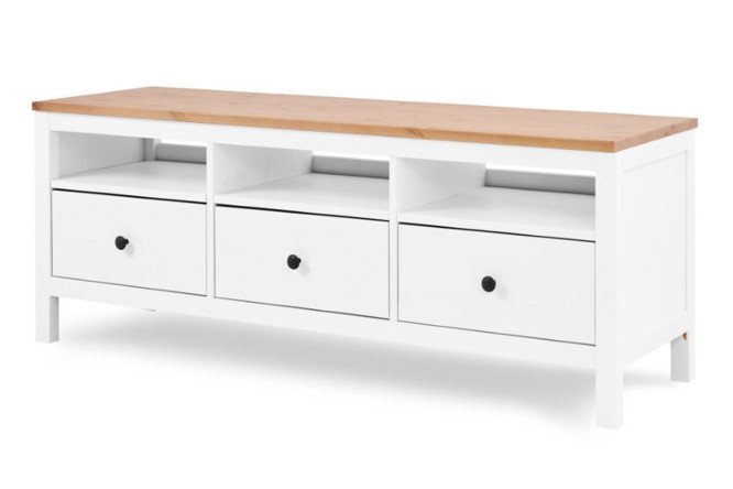 Изображение товара Тумба под ТВ Эванс белая с каркасом светло-коричневым 148х57х47 см