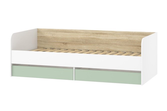 Изображение товара Кровать Банни 90х200 см белая с элементами дуба сонома