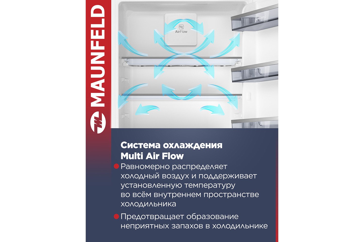 Холодильник-морозильник MAUNFELD MBF193SLFWGR Inverter , белый 54х193.7х55 см