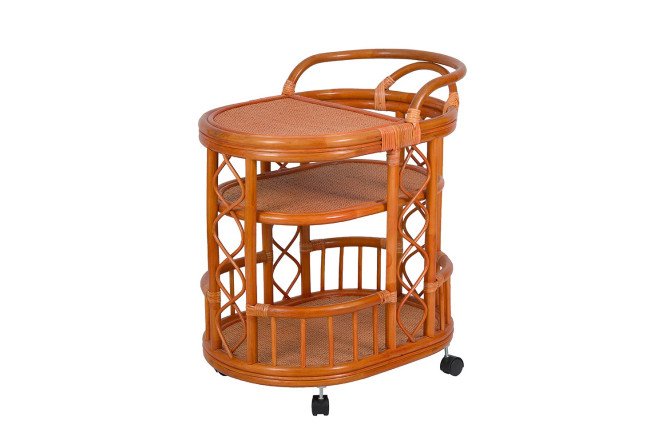 Изображение товара Сервировочный столик 21/06 60 см из стекла и ротанга