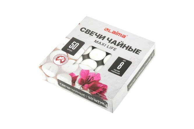 Чайные свечи Maxi life в гильзе 2.1 см, 50 шт.