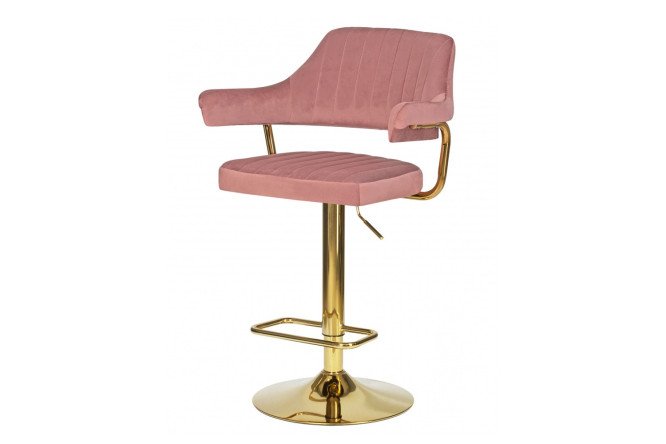 Изображение товара Стул барный DOBRIN Charly Gold розовый 61х99х54 см с золотыми ножками