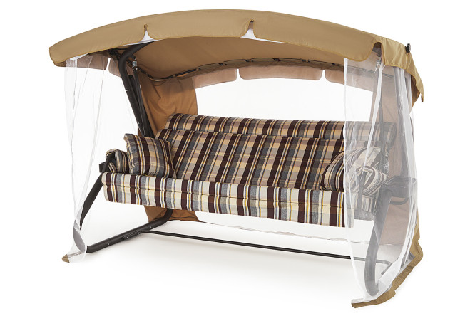 Изображение товара Садовые качели Капелла цвет каркаса шоколад, тента бежевый