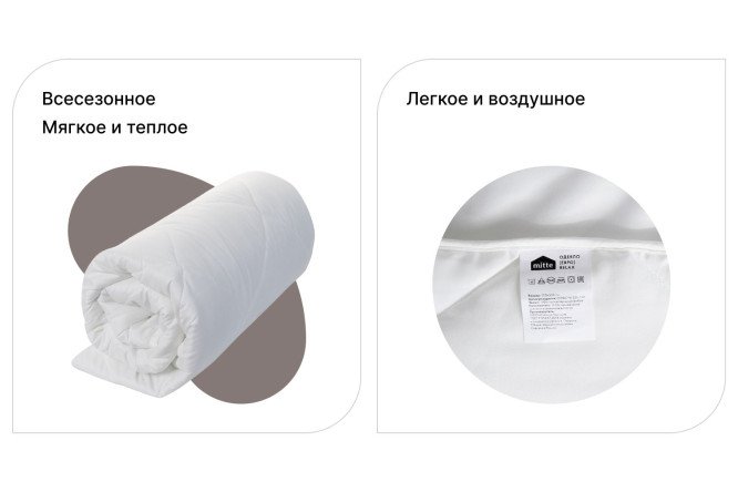 Одеяло MITTE Relax Полиэфирное волокно 172х205 см, 2 спальные