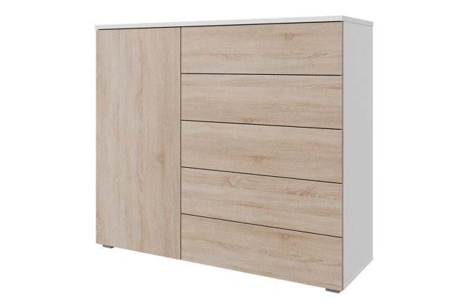 Изображение товара Комод Оскар Лайн 125,4х109,2х44 см белый дуб сонома push-to-open