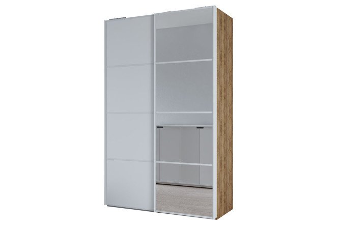 Изображение товара Шкаф-купе Оскар Ультра 200х236х58 см, дуб табачный craft, белый, с зеркальными вставками