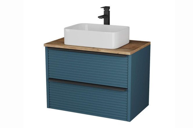 Изображение товара Тумба подвесная с раковиной Torno 84.4 см с матовым сине-зелёным фасадом