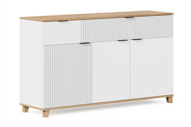 Изображение товара Тумба комбинированная SCANDICA Ницца белый дуб золотой 143,2х86х39,6 см