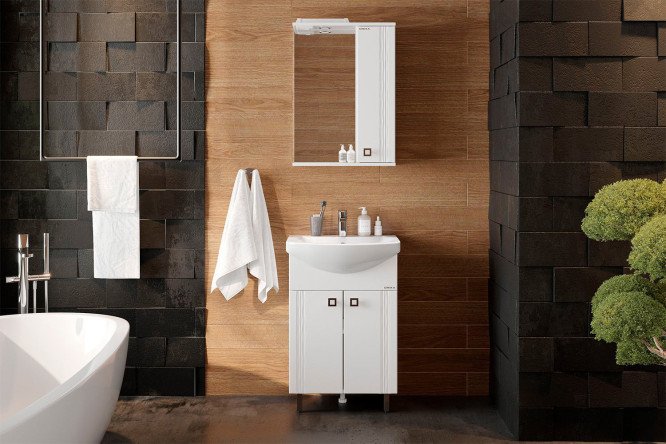 Изображение товара Ванный гарнитур Лига, белый каркас и фасады, глянец