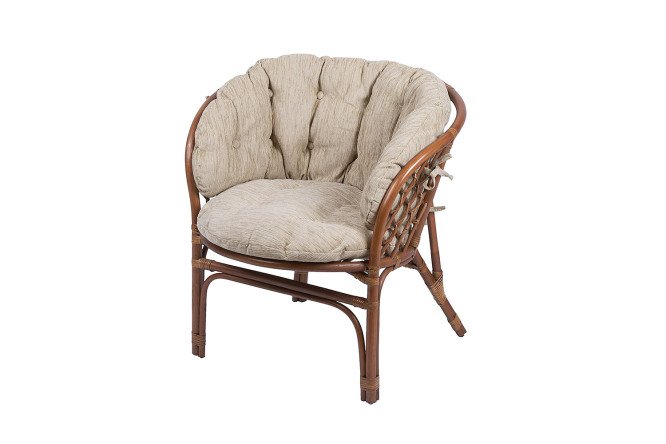 Изображение товара Кресло Багама 70х75х70 см миндаль матовый бежевый мягкое с подушками