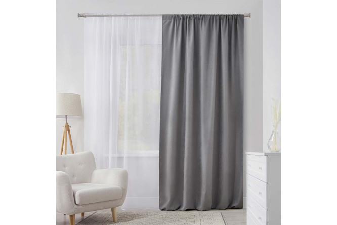 Изображение товара Штора ESTUDI BLANCO Hazel 180х300 см серый, 1 шт. Универсальная лента