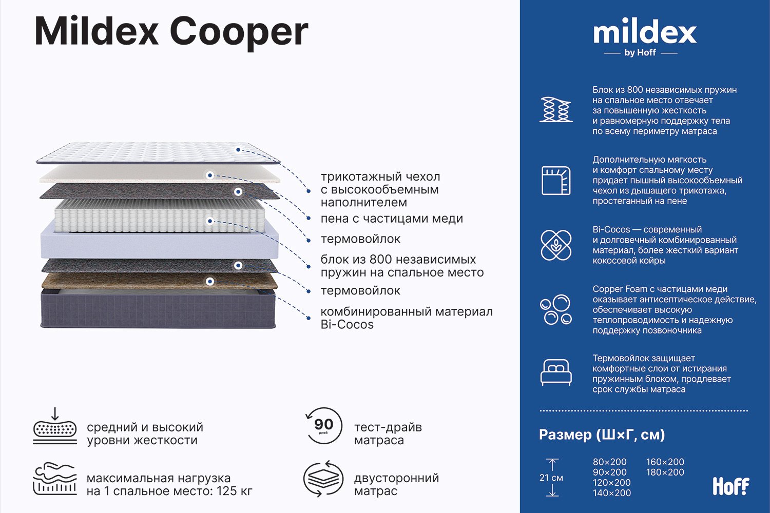 Матрас Cooper 80х200 см
