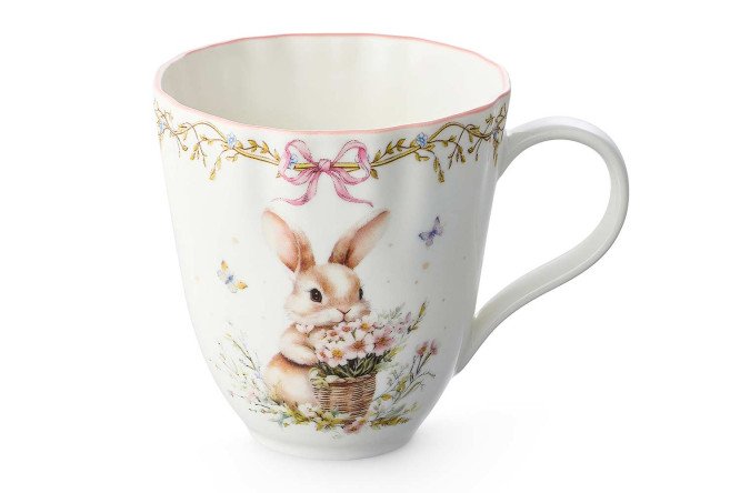 Изображение товара Кружка HOFF Кролик и цветы 350 мл фарфор дизайнерская