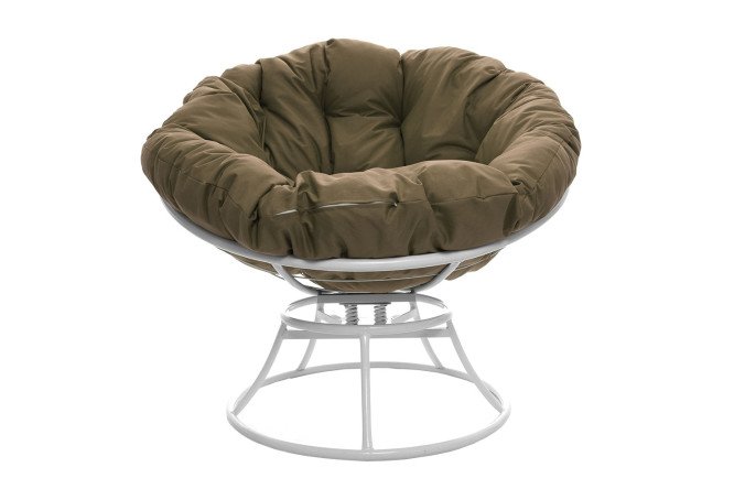 Изображение товара Кресло Папасан пружинка цвет каркаса белый, мягких элементов бежевый