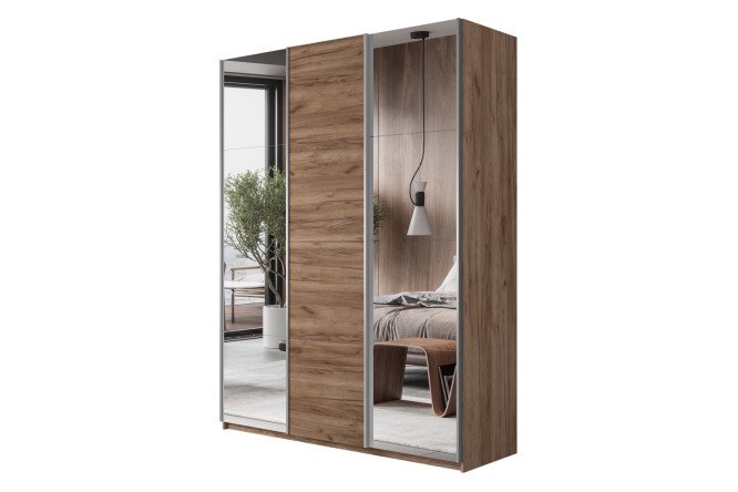 Изображение товара Трехдверный шкаф-купе Cors-2 180x230 см дуб крафт табачный с зеркалами