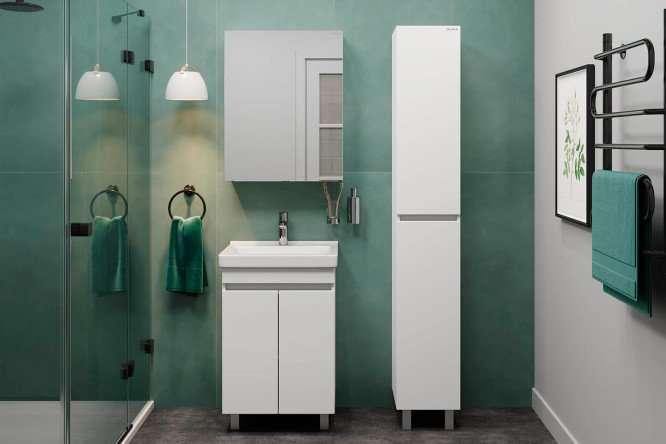 Изображение товара Ванный гарнитур Милтон Квадро 55 напольный белый для ванной комнаты