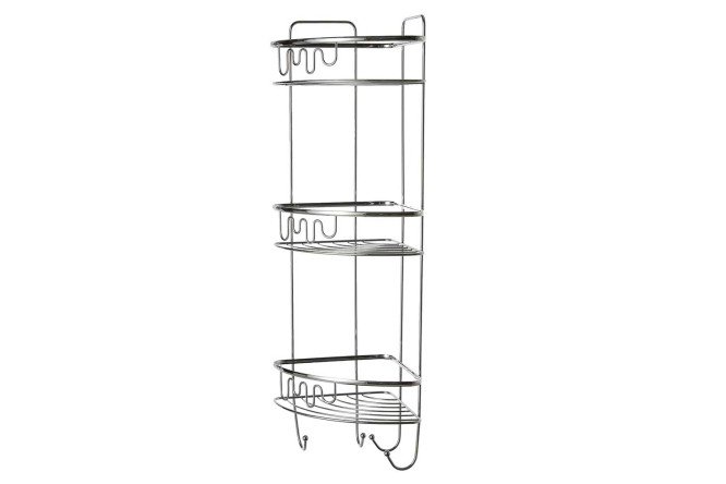 Изображение товара Угловая 3-ярусная металлическая полка BERKRAFT 21x71x21 см хром
