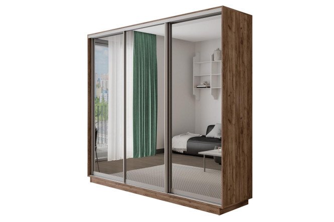 Изображение товара Шкаф-купе 3-дверный Оптима 180х220х60,1 см дуб табачный с зеркалами