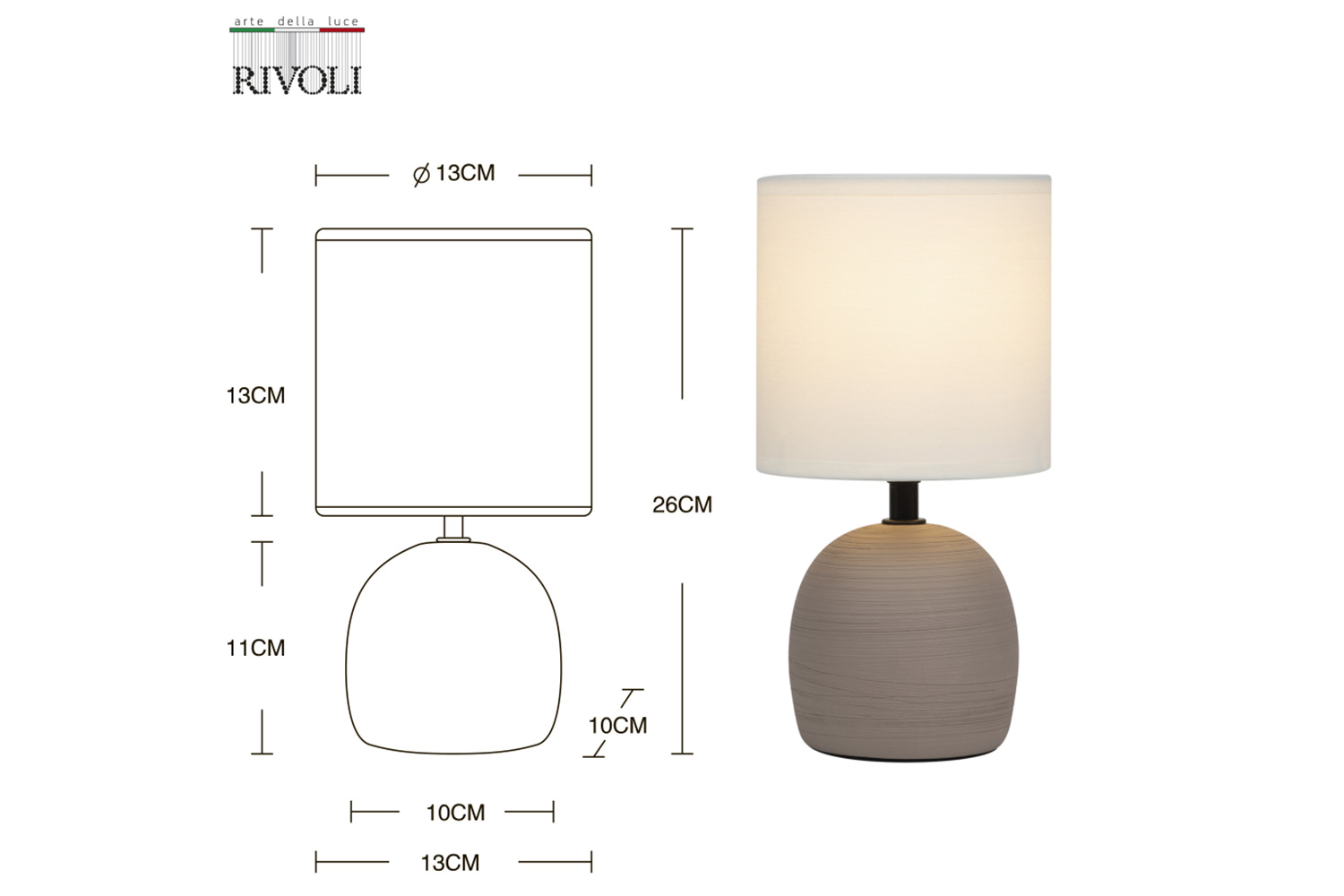 Лампа настольная RIVOLI Sheron E14, 13x26x13 см