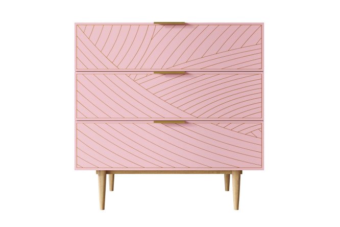 Изображение товара Комод Line с 3 ящиками розовый орех 90х90х50 см стильная мебель для спальни