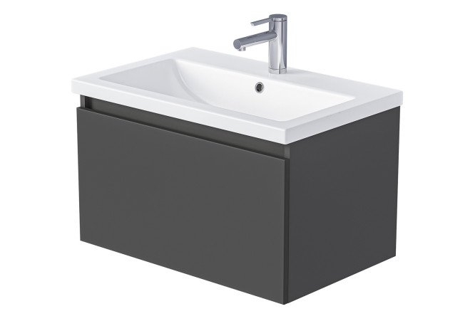 Изображение товара Тумба 1Marka Aris mini 60П 1я 59 см, цвет каркаса антрацит, фасада монолит дарк