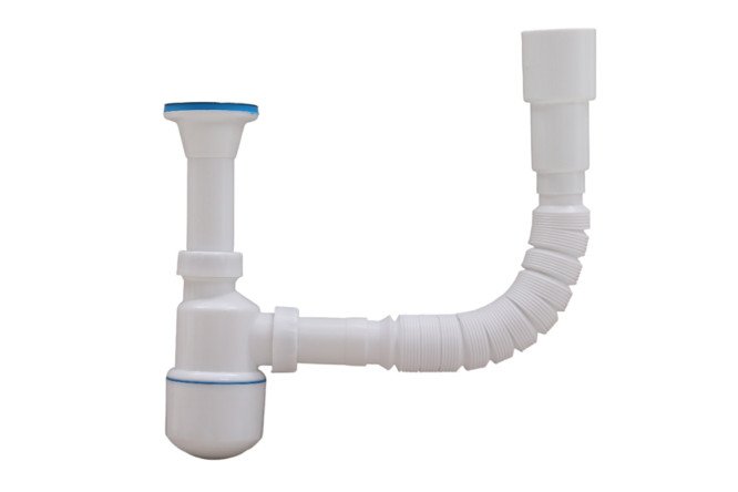 Изображение товара Сифон ALCORA 1050 31123 для умывальника белый нержавейка и полипропилен