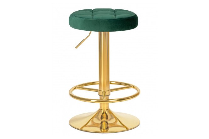 Барный табурет DOBRIN Bruno Gold  38.5х61х38.5 см, цвет обивки зелёный, ножек золотой