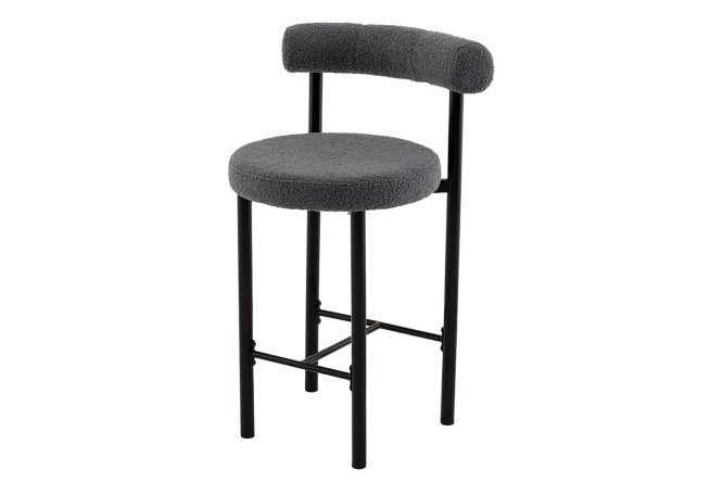 Стул полубарный Stool Group Флорео 54х90х55 см, цвет обивки тёмно-серый, ножек чёрный