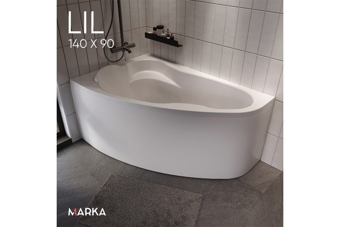 Ванна пристенная Marka One Лил (Lil) L, левый, белый 140x90 см