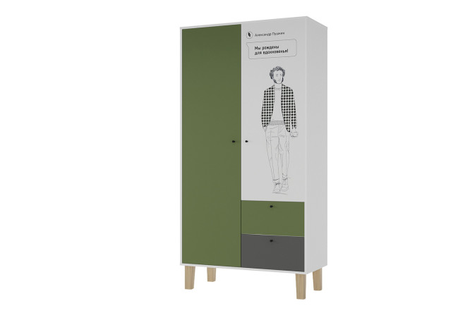 Изображение товара Шкаф распашной Story Пушкин 100х197х47 см с двумя дверями из ЛДСП