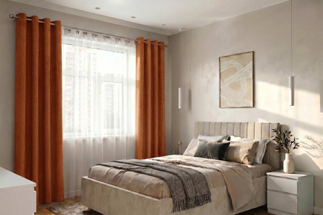 Штора HOFF Мурал 145х300 см, 1 шт., цвет охра