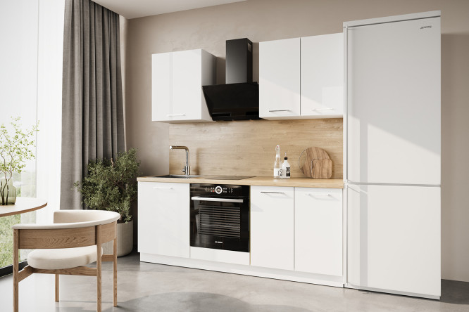 Изображение товара Модульный кухонный гарнитур Амика 2,0 м белый натуральный глянец