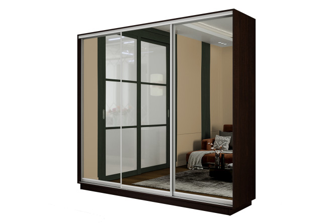 Изображение товара Шкаф-купе 3-дверный Slide-2 венге серебро 210х240х60 см с зеркалами