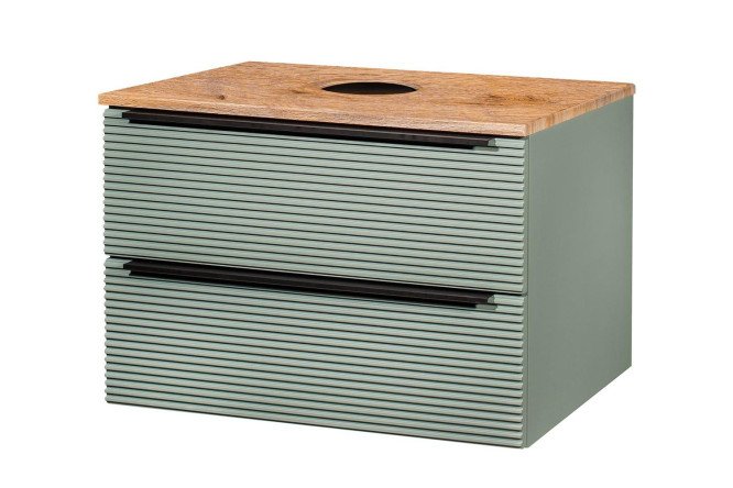 Изображение товара Подвесная тумба RUNO Орлеан 70 см с зеленым фасадом и натуральным каркасом