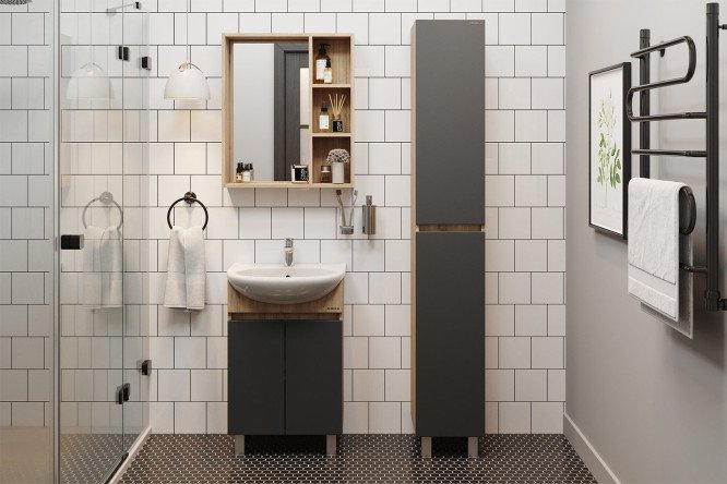 Изображение товара Ванный гарнитур Milton МДФ матовый дуб сонома