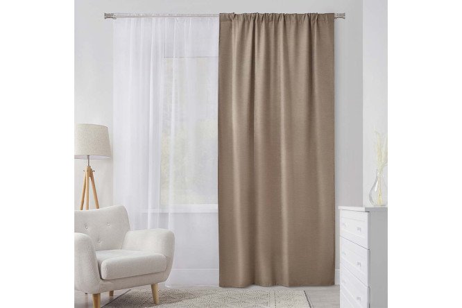 Изображение товара Штора MICASA Lany 150x280 см кофейный цвет, универсальная лента