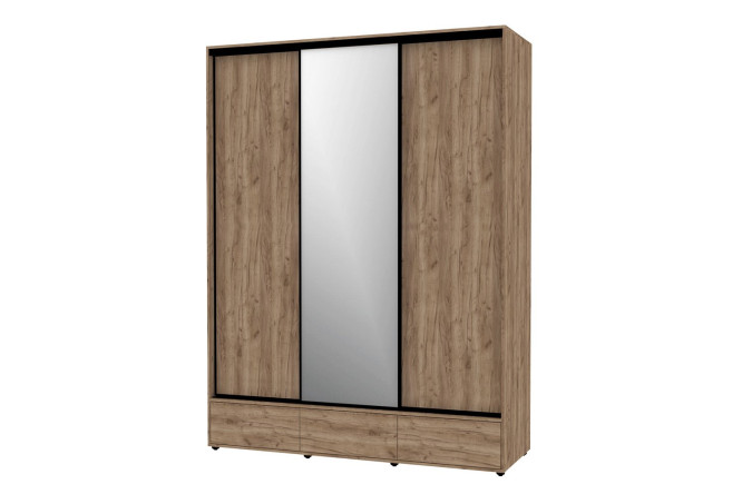 Изображение товара 3-дверный шкаф-купе Mod из дуба табачного Craft с зеркалом 180х239х62 см Изображение товара 3-дверный шкаф-купе Mod из дуба табачного Craft с зеркалом 180х239х62 см
