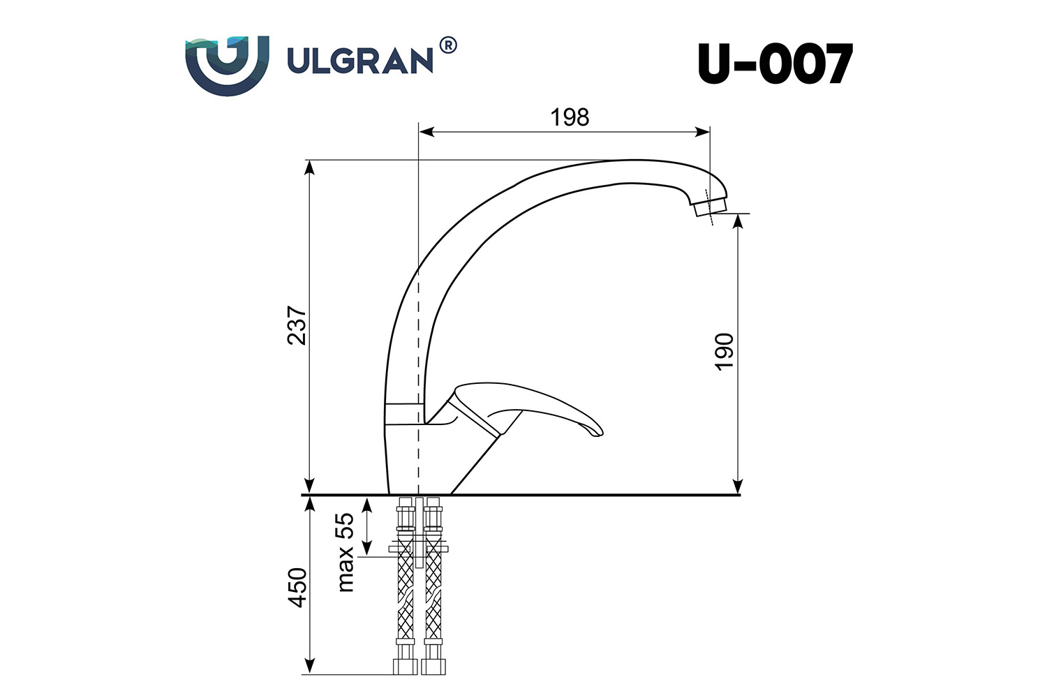 Смеситель для кухни ULGRAN U-007 309